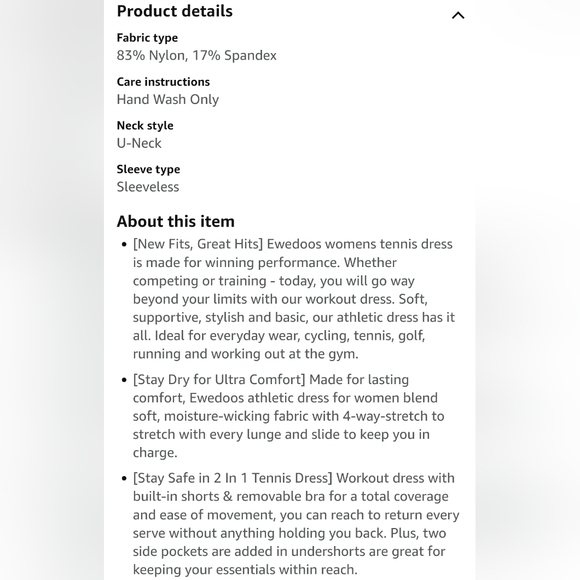 Workout, tennis dress built in bra and shorts size medium - Picture 6 of 15